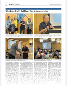 Zeitungsartikel über die GV 2025 aus dem Birsfelder Anzeiger